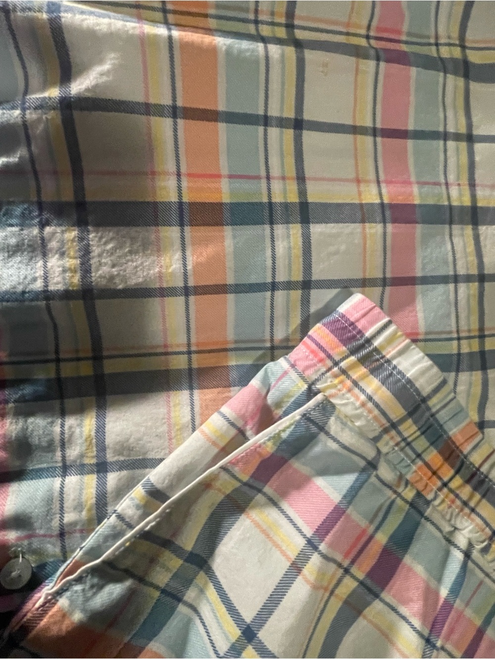 Vera Bradley Plaid Pastel Pajama Set in Cream, Pink, Blue, Peach - Picture 2 of 9